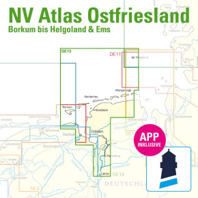 nv-charts Serie 13, Ostfriesland, Borkum bis Helgoland & Ems Ausgabe 2026 als Atlas