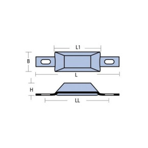 Rumpf-Magnesiumanode 170g rechteckig flach 170x40x25mm